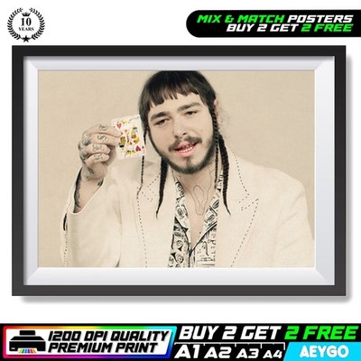 POST MALONE Wandbild Größe Bild Poster Druck Musik Rap Hip Hop | A1 A2 A3 A4