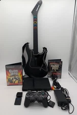 Sony PlayStation 2 PS2 Slim Console + Guitar Hero Bundle - Tested & Working