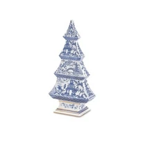 Canton Blue & White Christmas Tree Decorative Accent Elegant Holiday Home Decor.