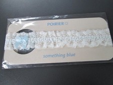 BIR/KÖT29:1 Braut Strumpfband POIRIER KB-09 Ivory Spitze blaue Schleife NEU