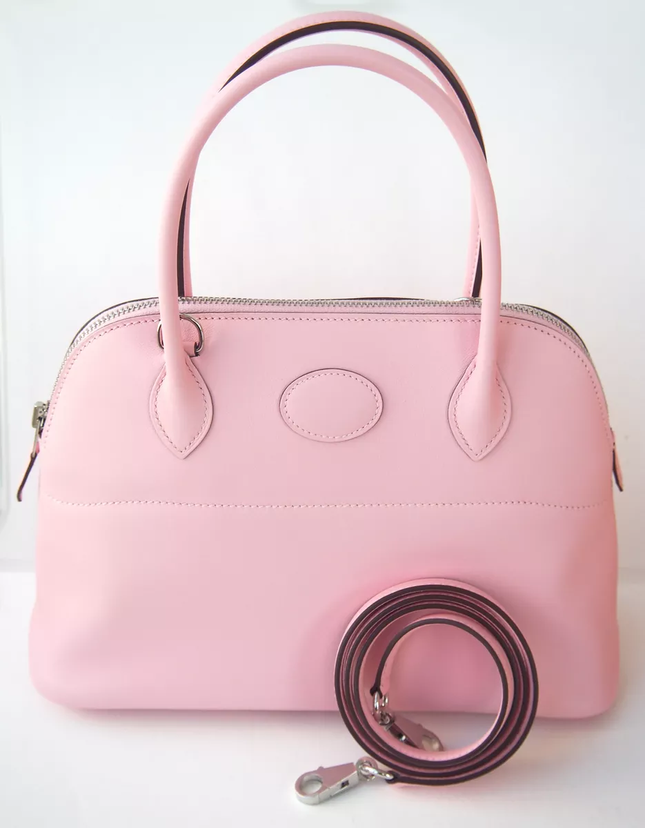 RARE! Hermes NEW Bolide 27 cm Rose Sakura PINK Tote Shoulder Bag