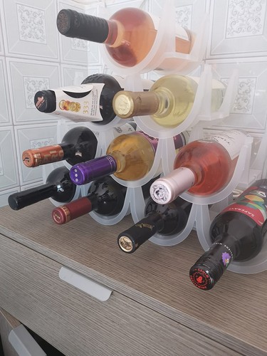 Scaffale Portabottiglie Vino Componibile in Plastica per 10 Bottiglie Cantinetta - Foto 6 di 12