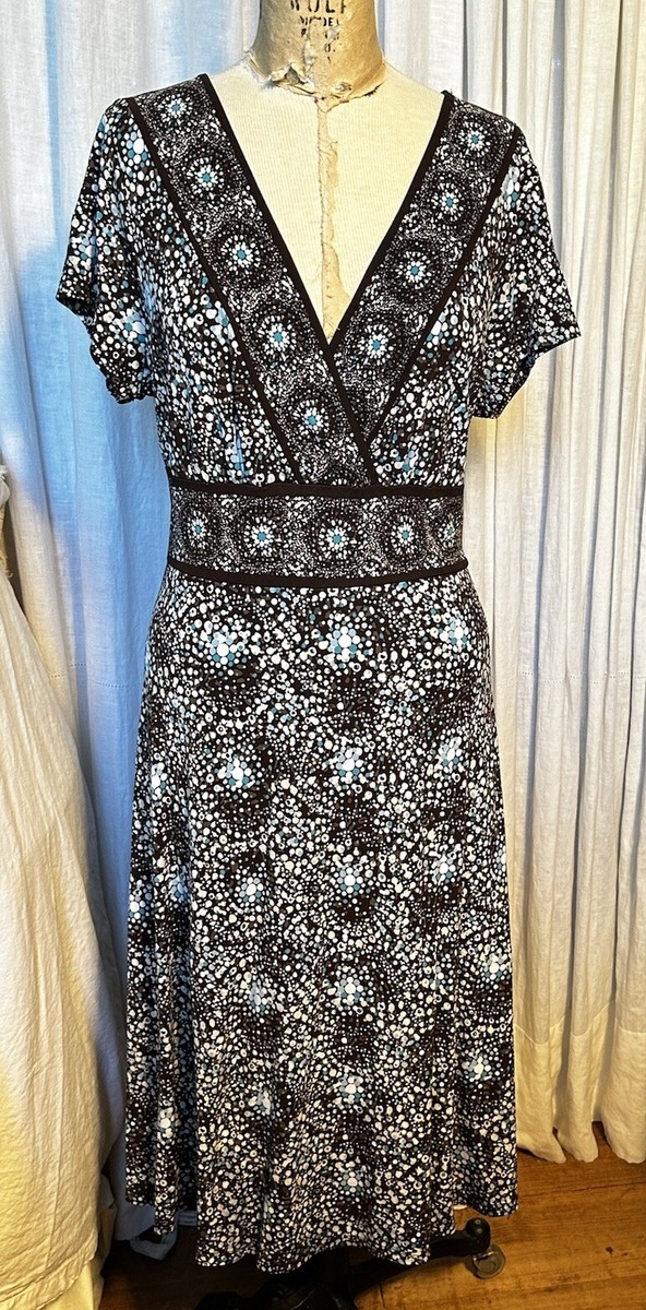 Charter Club Womens S Sleeve Fit/flare Dot Print Midi Dress Sz 12 Pre-owned  | eBay