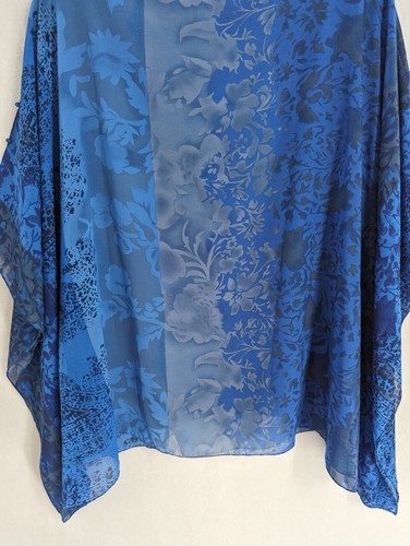 Soft Surroundings Damen klein/mittelblau Tank gefüttert transparent Schal Bluse Fehler - Bild 10 von 12