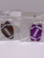 Glitter Football Dangle Drop Earrings Sports Lightweight 2 Pairs- Brown  Pink