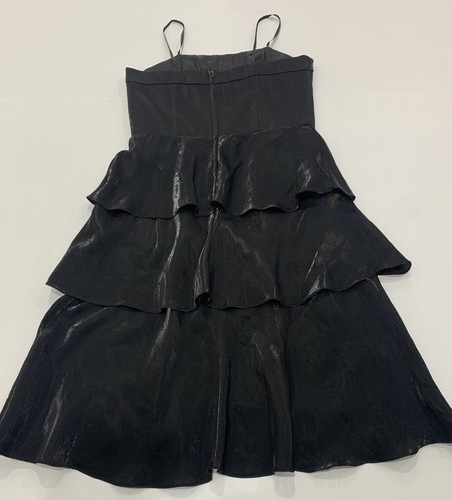 Ladies Size 12 Black Mr K Beaded Formal Ruffled Dress - Style 3K4748 VGC - Picture 7 of 8