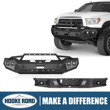 Fit 2007-2013 Toyota Tundra Full Width Front Bumper W Winch Plate Led Lights