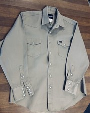 Wrangler Men s Pearl Snap Long Sleeve Cotton Shirt Size 16 1/2X34