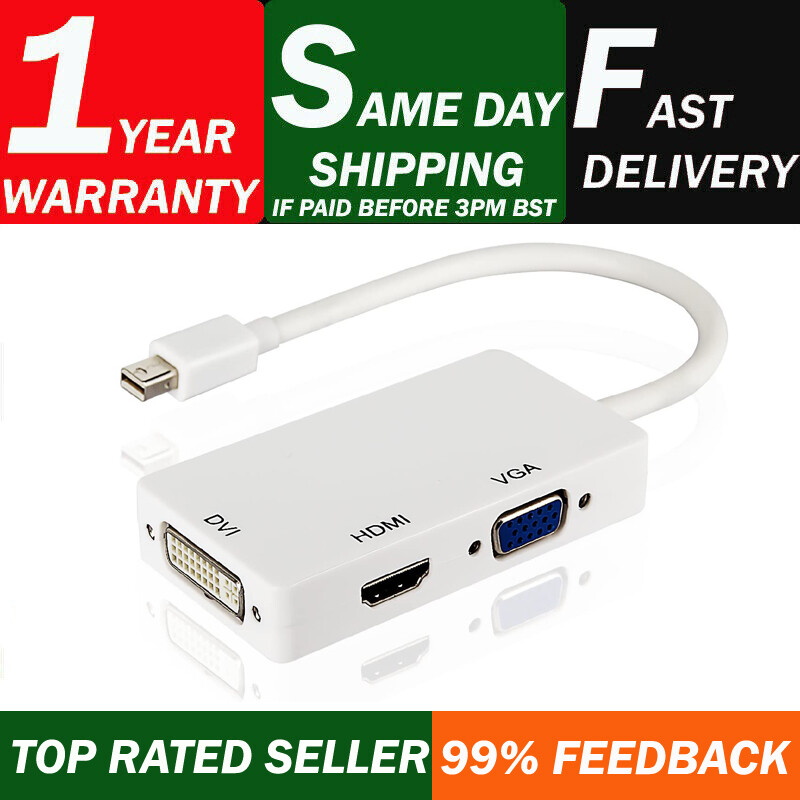 Mini DisplayPort (Thunderbolt) to DVI VGA HDMI In Adapter For