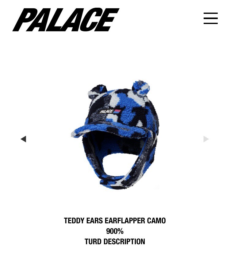 PALACE SKATEBOARDS TEDDY EARS EARFLAPPER CAMO S/M SPRING PALACE SKATEBOARDS TEDDY EARS EARFLAPPER CAMO S/M SPRING