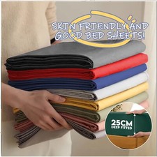 Fitted Sheet 25cm Extra Deep Single Double King & Super King Size Bed Sheets UK