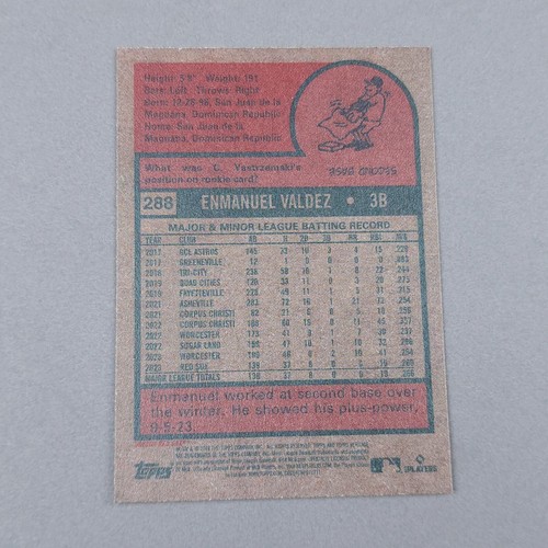 2024 Topps Heritage #288 Enmanuel Valdez Boston Red Sox Baseball Card NEW - Picture 2 of 2