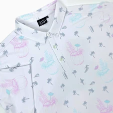 Sunday Swagger Polo Shirt Mens 2XL XXL Golf Performance Stretch Hawaiian White