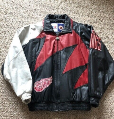 Detroit Red Wings jacket Logo Athletic Shark tooth leather size large rare