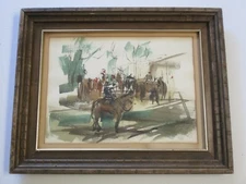 VINTAGE MILDRED LAPSON PAINTING AMERICAN IMPRESSIONIST REGIONALISM COWBOYS HORSE