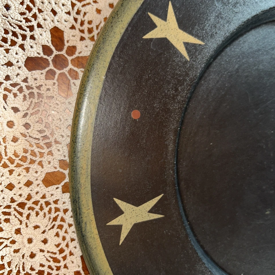 Black Americana Stars Primitive Wooden Plate  14 1/2“  The Hearthside Collection - Image 2 of 4