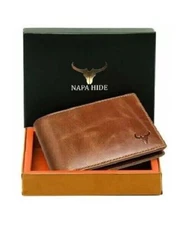 Genuine Leather Bifold Wallets For Men RFID Blocking Slim (MENS BROWN WALLET++)