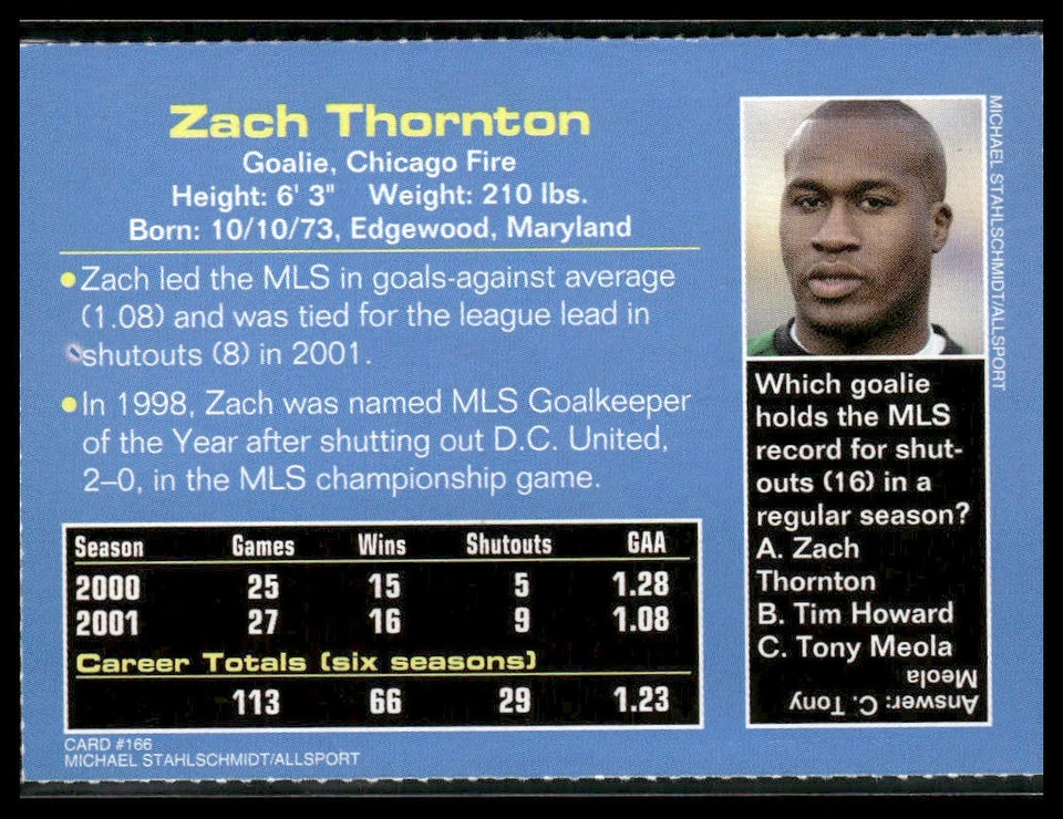 Zach Thornton #166 2002 Sports Illustrated for Kids - Image 2 of 2