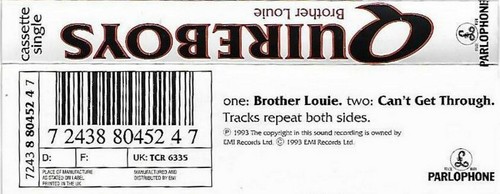 Quireboys Brother Louie cassette single LIMITED EDITION RED CASSETTE - Picture 3 of 9