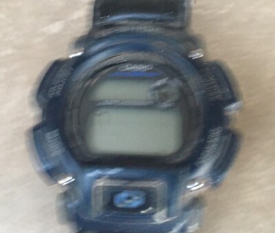 G Shock Casio 2163 DW 9050 Chrono Watch Blue Camo Very Good Used