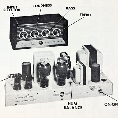 1953 Masco Amp CM-20 PR-1 Service Wire Schematic Repair Manual Vintage Original
