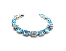 Mariana Bracelet Shimmering Aquamarine, Azure & Pearls Austrian Crystals My T...