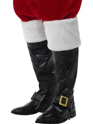 Santa Stiefelüberzieher Deluxe schwarz Felloberteile Weihnachten Herren Kostüm Accessoire