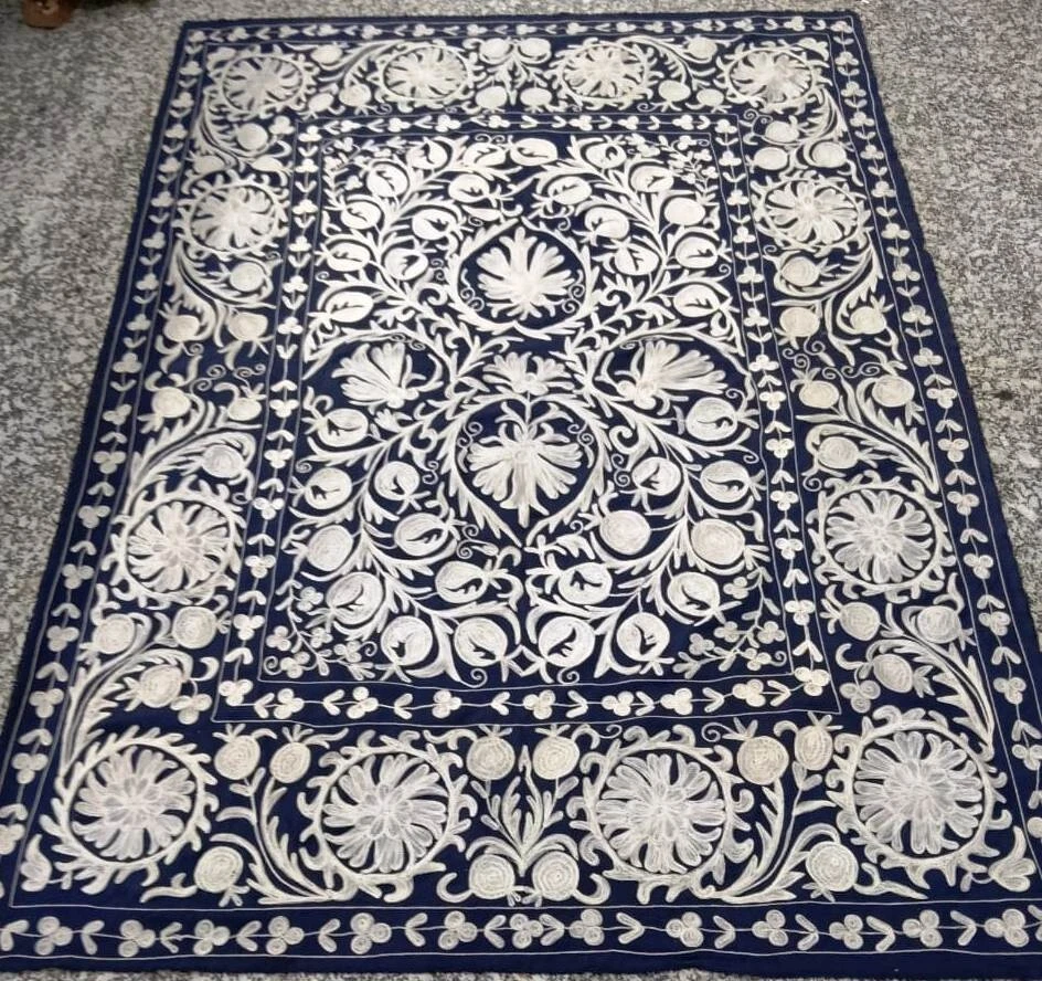 Sábana bordada 100% algodón material lana suzani, colgante de pared, mantel Foto 3 de 4