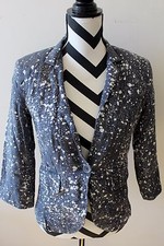 Women's CALVIN KLEIN Gray Print Lined Blazer Jacket Sz 2 265