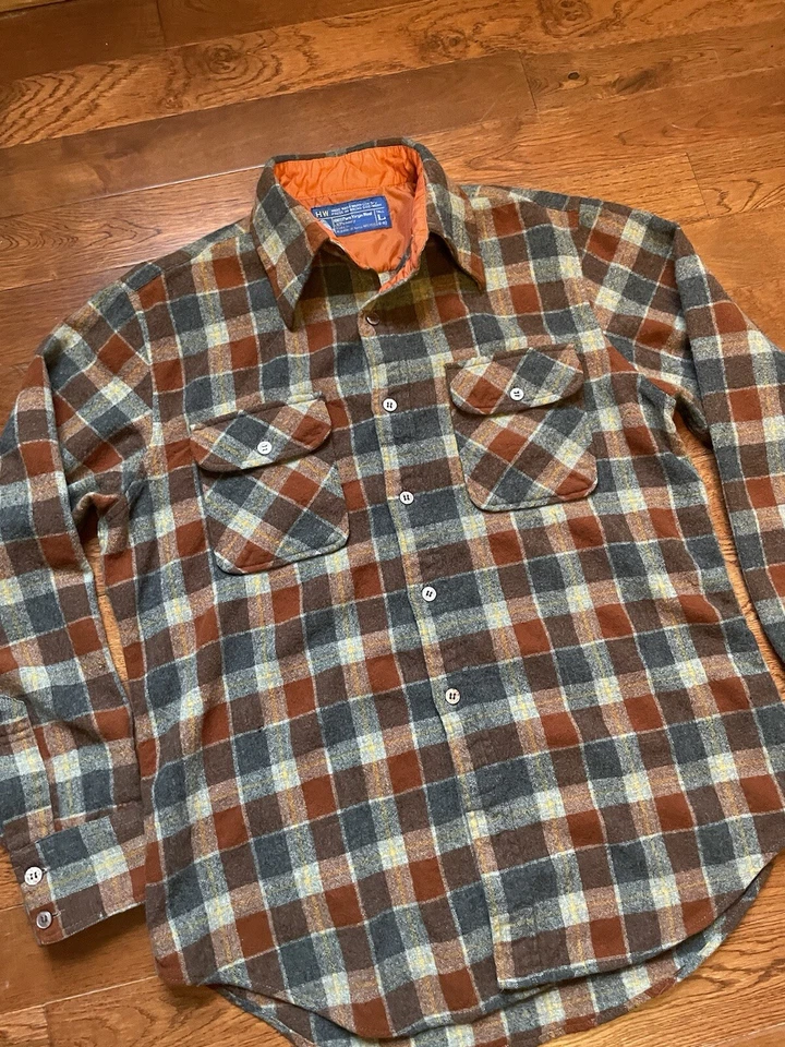 Vintage JC Penney Flannel Shirt L Tall 16-16 1/2 100% Virgin Wool Plaid LS Shirt - Image 2 of 4