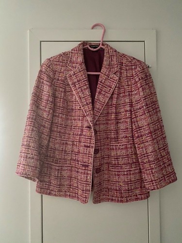 Ellen Tracy Womens Pink Tweed Blazer 
