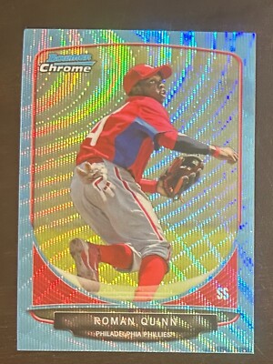 2013 BOWMAN CHROME - BLUE WAVE REFRACTOR - ROMAN QUINN (RC) #BCP95 (SP) GEM MINT