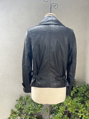 Jacket By 3.1 phillip lim Black Bomber Lamb Leather Silk Lined Sz