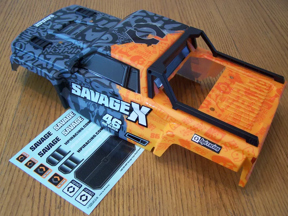 HPI Savage X 4.6 GT-6 Grey Orange Factory Painted Truck Body & Decal Sheet NITRO - Image 2 of 4