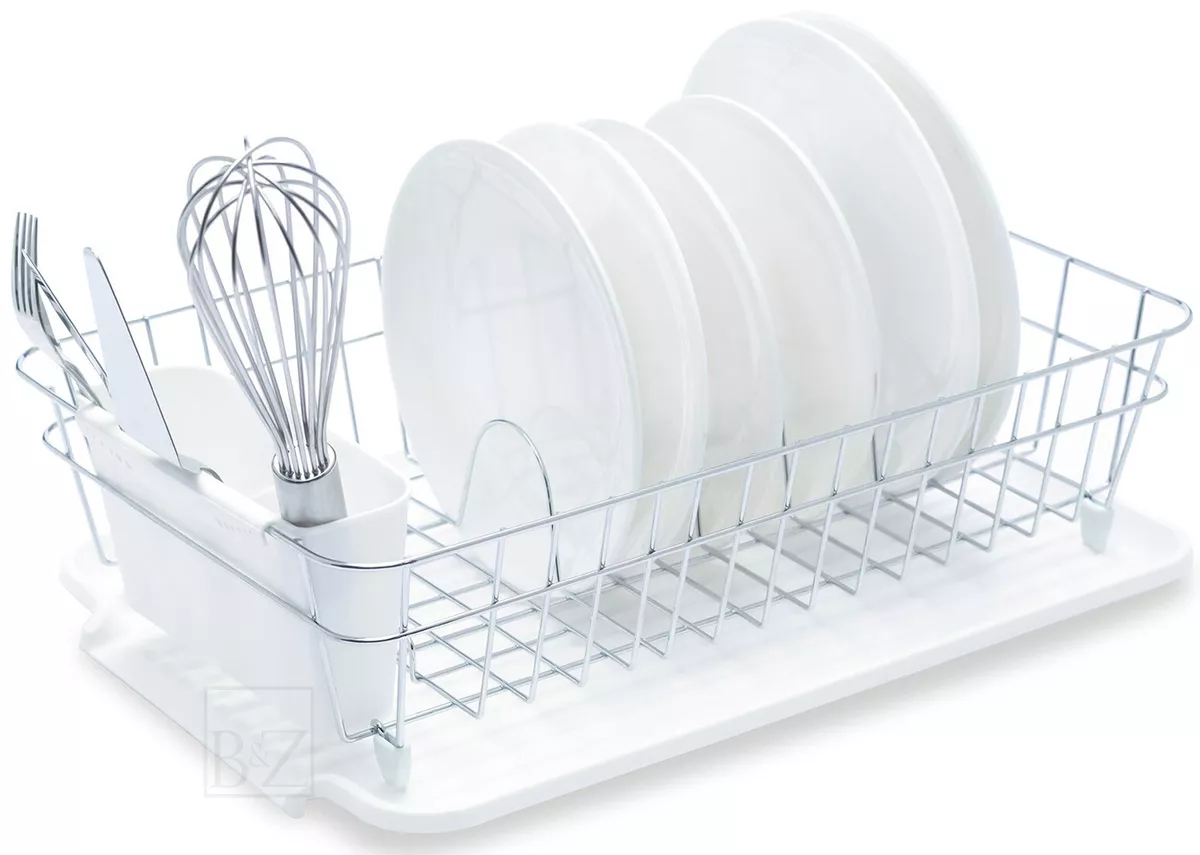 Smart Design Dish Drainer Rack with in Sink or Counter Drying - Chrome