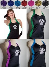 Sidelines HALTER TOP Dance Costume Black Silver PAW Color Size Choice