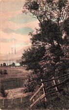 Potsdam NY New York Pastoral View Rustic Wooden Fence Sheep Vtg Postcard F2