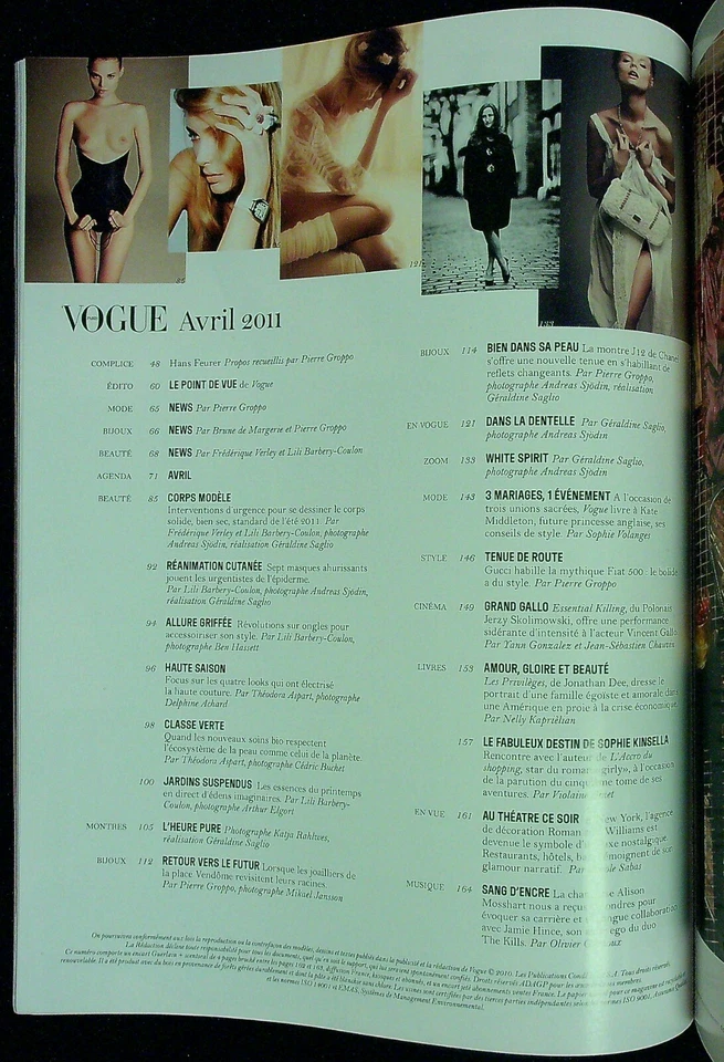 VOGUE PARIS 4/2011 GISELE BUNDCHEN Anja Rubik ISABELI FONTANA Malgosia Bela @NEW - Image 3 of 4