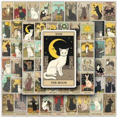 #ad Cats Rule the Earth Tarot – 78 Stickers Cute Cat Themed Divination Gift Set $10.49