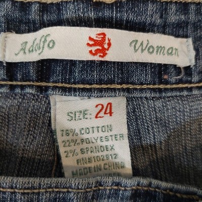 Adolfo Woman Jeans Size 24 Embroidered Bootcut Medium Wash Denim Pants