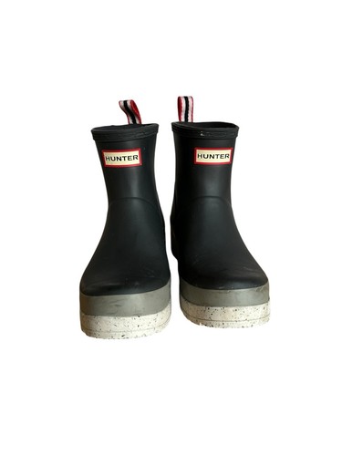 HUNTER Boot Play Short Speckle Rain Boot Black Women's Size 7 - Foto 2 di 7
