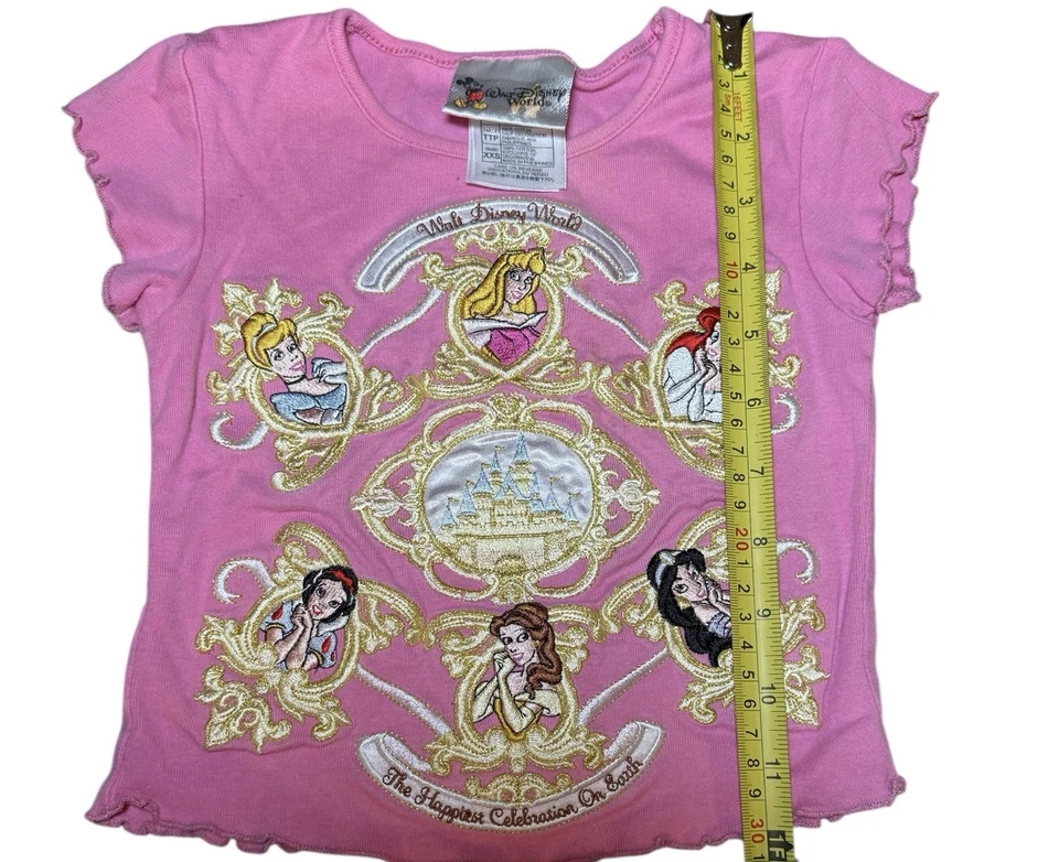 Camisa Vintage Rosa Walt Disney World Niño Pequeño Talla XXS 90s Y2K Rara Princesa Foto 4 de 4