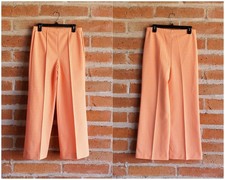 Vintage Sears PermaPrest Orange Gingham Wide Leg Pants - 60s 70s