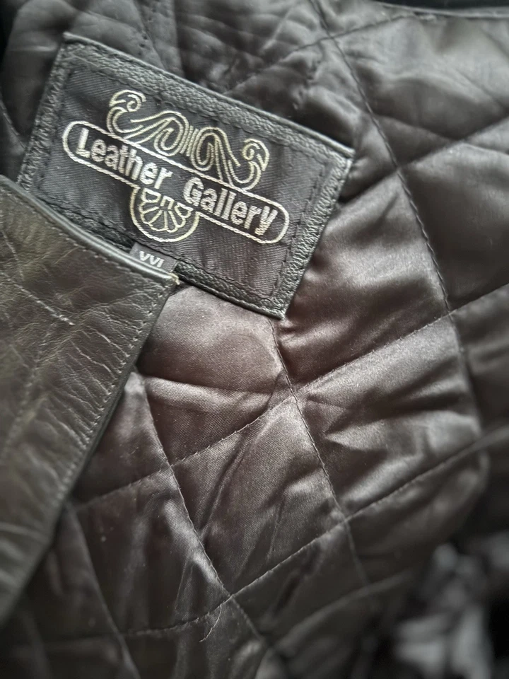 Chaqueta Galería Cuero De Colección XXL Negra Marrón Gamuza Flecos Motociclista Western Foto 3 de 4