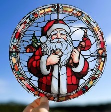 New Suncatcher Santa Claus Christmas 8" Round Combined Shipping Gift