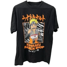 NARUTO Ichiraku Ramen Shop black graphic logo tee NWOT sz L
