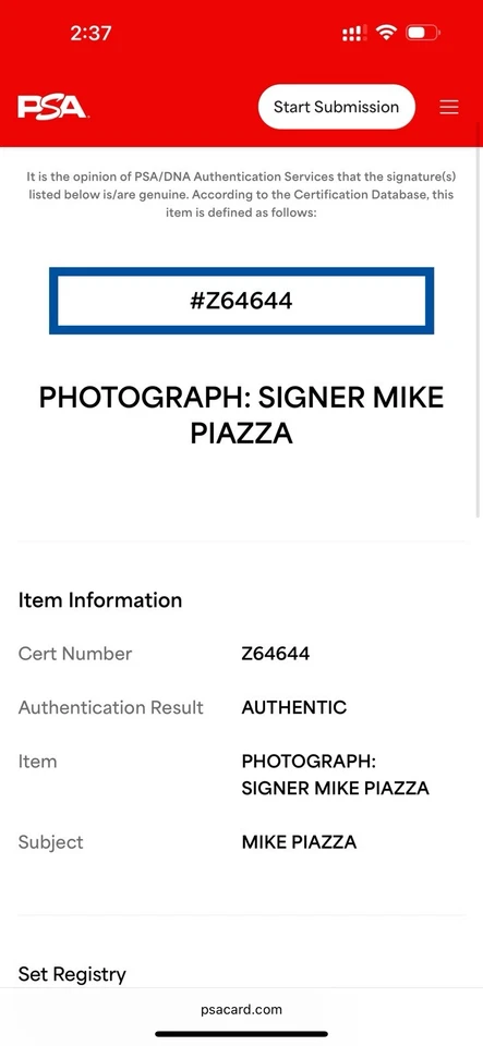 Mike Piazza Autographed Post 9-11 HR 16x20 Photo PSA - Image 4 of 4