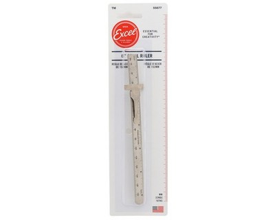 Excel 6'' Stainless Steel Ruler w/Pocket Clip Depth Gauge [EXL55677]