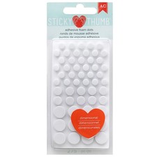 Sticky Thumb Dimensional Adhesive Foam 275/Pkg-White Dots, Assorted Sizes