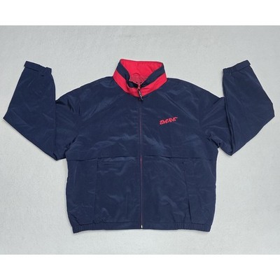 Port Authority DARE Windbreaker Mens XL Navy Blue Red Full Zip Vintage Style